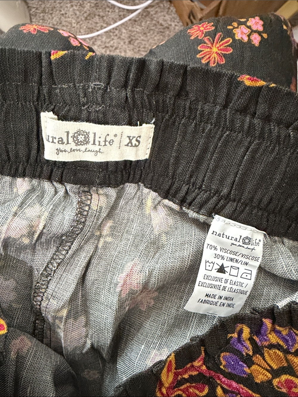 Natural Life Multicolor Floral Printed High Rise Wide Leg Pants Womens XS - Picture 4 of 4